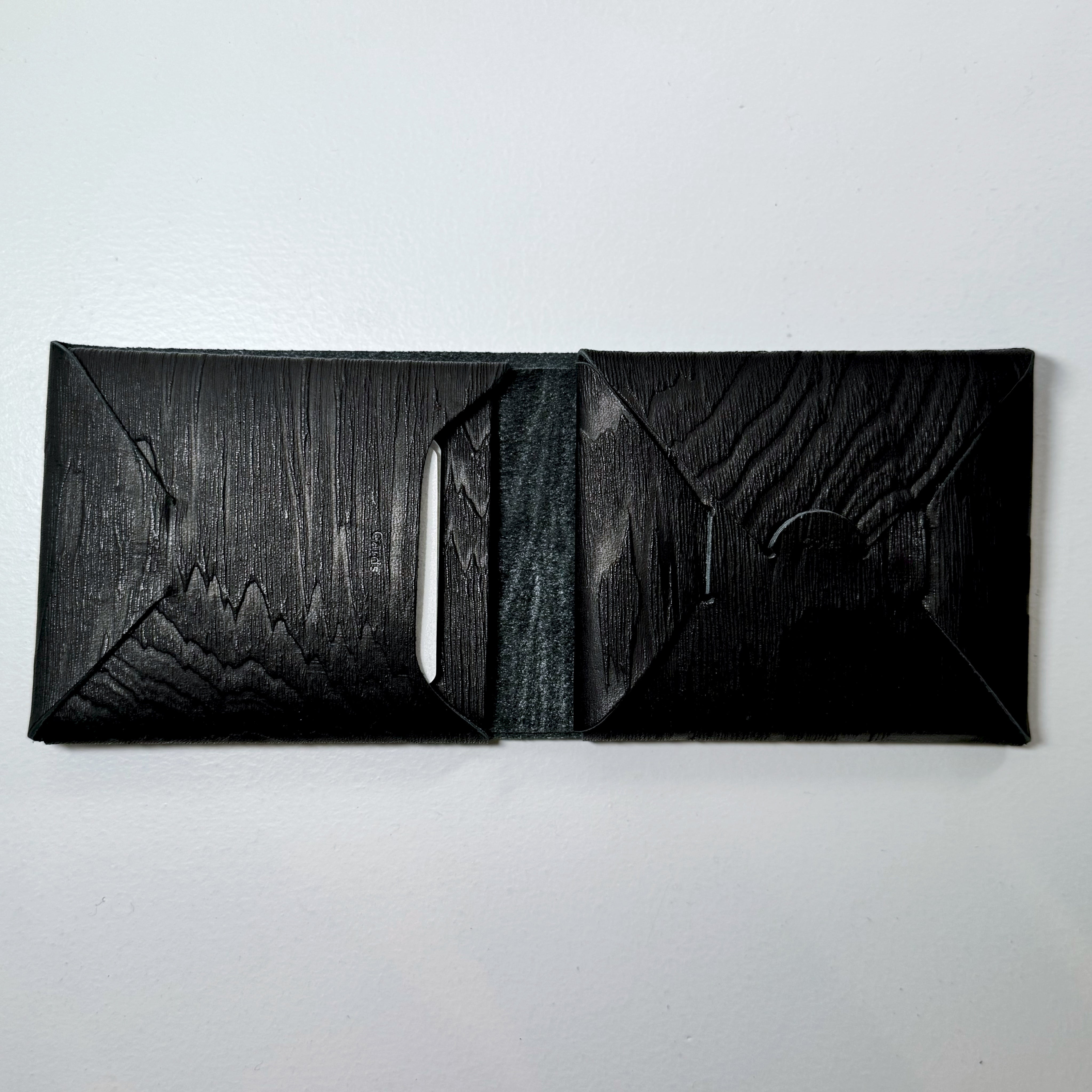 DENCHU別注 BLACK WOOD SEAMLESS SHORT WALLET シームレスショート